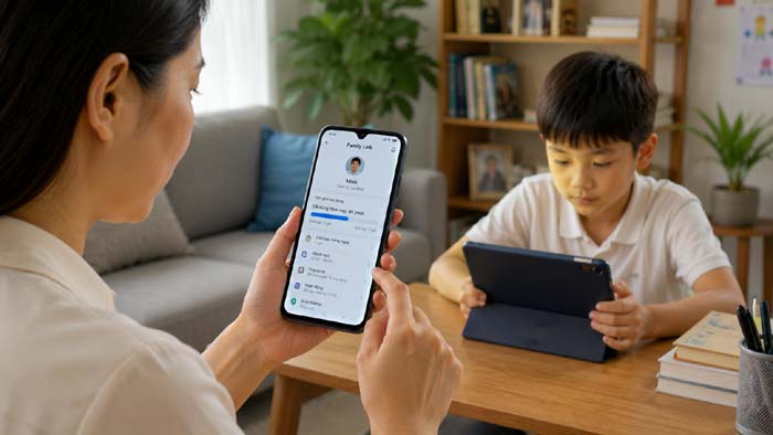 Gia đình quản lí thời gian khi con dùng mạng